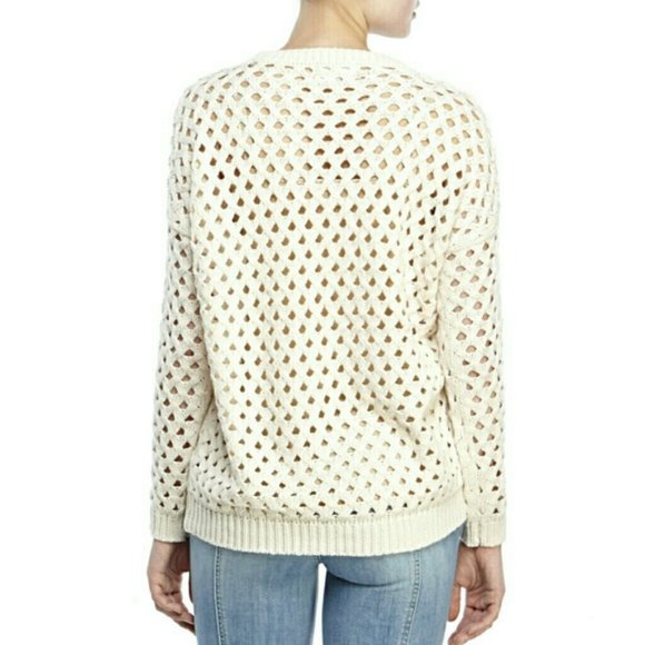 Olive & Oak Sweaters - Olive & Oak ivory mesh knit pullover sweater Medium